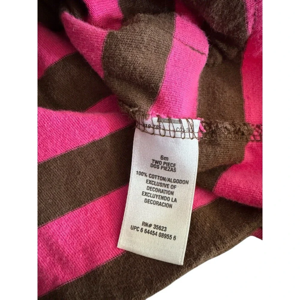 Carters Dress Pink & Brown With Orange Buttons 6 Months‎ Cute Adorable Baby Gift